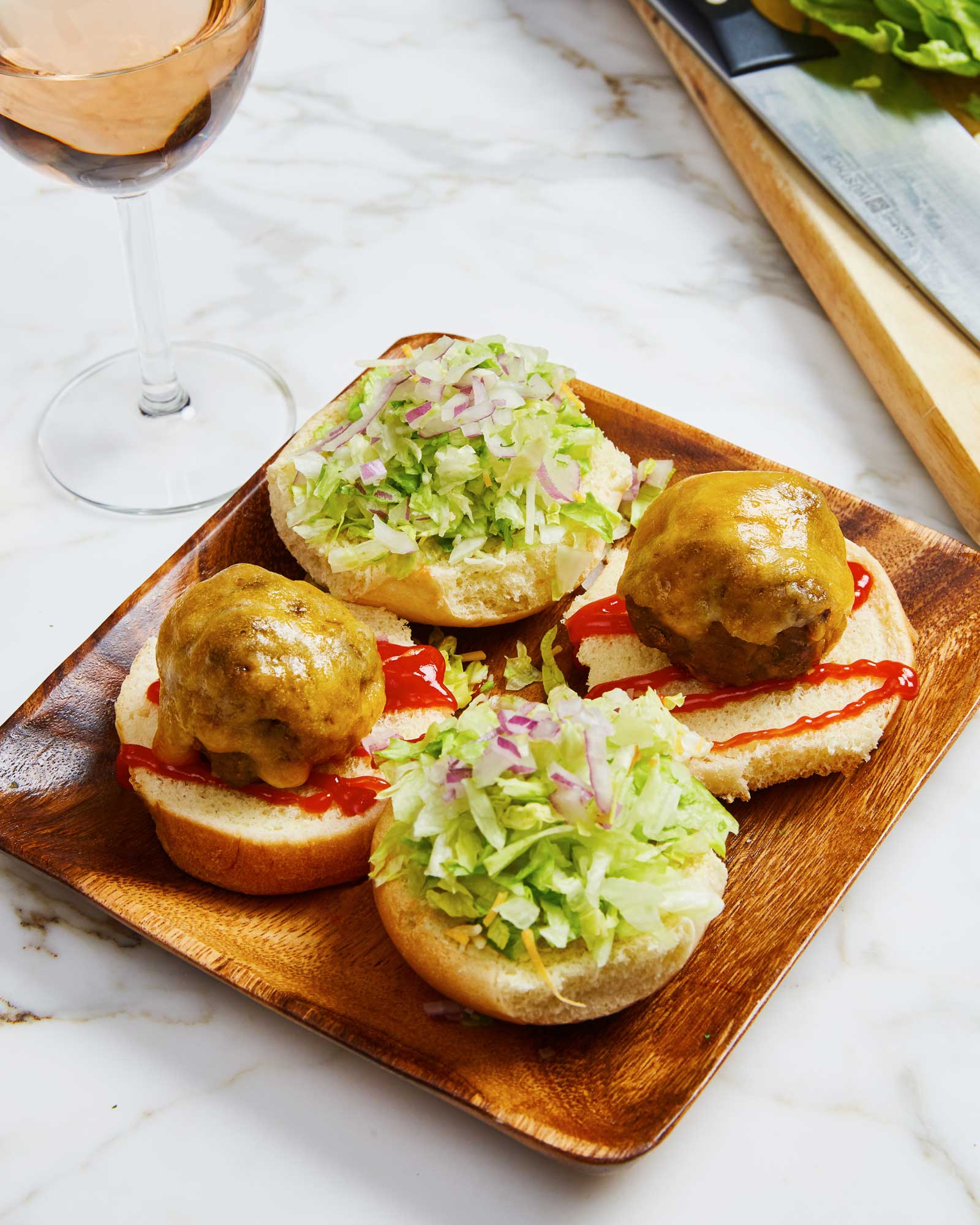 Open-Faced Meatball Cheeseburger Sliders
